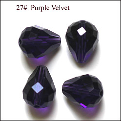 Añil Imitación perlas de cristal austriaco, aaa grado, facetados, gota, añil, 8x10 mm, agujero: 0.9~1 mm