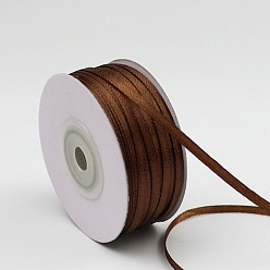 Coconut Brown Polyester Double-Sided Satin Ribbons, Ornament Accessories, Flat, Coconut Brown, 3mm, 100 yards/roll