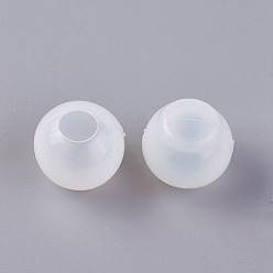Blanc Moules en silicone, moules de résine, pour la résine UV, fabrication de bijoux en résine époxy, ronde, moule sphère, blanc, 24x21.5mm, Trou: 10mm