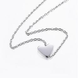 Stainless Steel Color 304 Stainless Steel Beaded Necklaces, Heart, Stainless Steel Color, 18.1 inch(46cm)