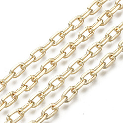 Light Gold Unwelded Iron Paperclip Chains, Drawn Elongated Cable Chains, with Spool, Light Gold, 6x4x1.1mm, about 32.8 Feet(10m)/roll