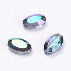 Colorful Imitation Austrian Crystal Beads, Grade AAA, Faceted, Oval, Colorful, 9.5x6x3mm, Hole: 0.7~0.9mm