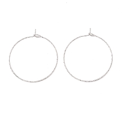 Stainless Steel Color 316 Surgical Stainless Steel Hoop Earrings Findings, Wine Glass Charms Rings, Stainless Steel Color, 34x30mm, Pin: 0.6mm