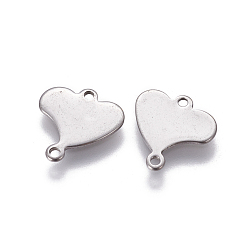 Stainless Steel Color 201 Stainless Steel Links connectors, Heart, Stainless Steel Color, 11.5x11x0.7mm, Hole: 1mm