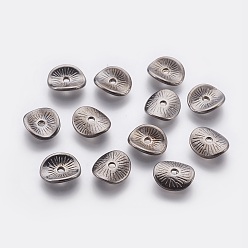Gunmetal Tibetan Style Wavy Spacer Beads, Cadmium Free & Lead Free, Arched Disc, Gunmetal, 9x1mm, Hole: 1mm