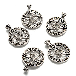 Cristal 304 anneau en acier hommes vintage des années inoxydable avec pendentifs pentagramme étoiles, pendentifs wicca, avec strass et résine, argent antique, cristal, 37x28x5mm, Trou: 6x3mm