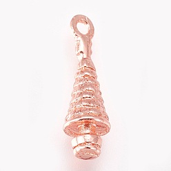 Rose Gold Alloy Pendants, Christmas Tree, Rose Gold, 18x6mm, Hole: 1.5mm