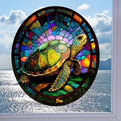 Tortoise Stained Acrylic Window Planel with Chain, for Window Suncatcher Home Hanging Ornaments, Tortoise, 200x200mm