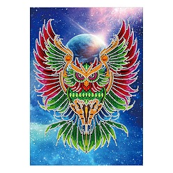 Owl DIY Luminous Diamond Painting Kits, including Canvas, Resin Rhinestones, Diamond Sticky Pen, Tray Plate and Glue Clay, Rectangle, Owl Pattern, 400x300mm