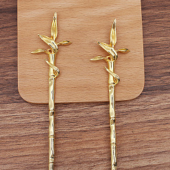 Golden Alloy Bamboo Hair Sticks for Enamel, Long-Lasting Plated, Hair Accessories for Women, Golden, 158x31mm