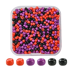 Mixed Color 55.5G 3 Style Baking Paint Glass Round Seed Beads, for Halloween, Mixed Color, 3~3.5x2~3mm, Hole: 1~1.2mm, 18.5G/style