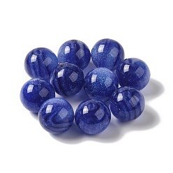 Medium Blue Resin Glitter Beads, Round Beads, Medium Blue, 15.5~16x15mm, Hole: 2.8mm