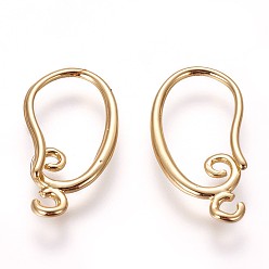 Golden Brass Earring Hooks, with Horizontal Loop, Golden, 19x10.5x1.5mm, Hole: 1.5mm, 18 Gauge, Pin: 1mm