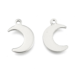 Stainless Steel Color Crescent Moon Stainless Steel Charms Pendants, Stainless Steel Color, 15.5x10.5x1mm, Hole: 1mm