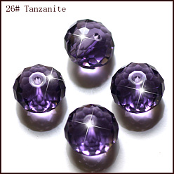 Сине-фиолетовый Имитация Австрийские кристаллические шарики, класс AAA, граненые, рондель, синий фиолетовый, 8x5.5 мм, отверстие : 0.9~1 мм
