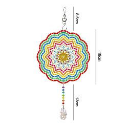 Snowflake DIY Plastic Sun Catcher Hanging Sign Diamond Painting Kit, for Home Decorations, Flower, Christmas Theme, Snowflake Pattern, 405mm