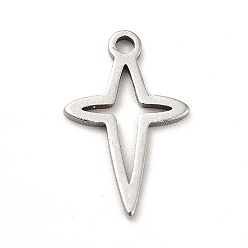 Stainless Steel Color 201 Stainless Steel Pendants, Star Charms, Stainless Steel Color, 14.5x9x1mm, Hole: 1.2mm