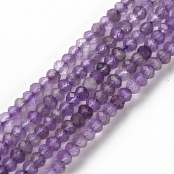 Améthyste Chapelets de perles naturelles améthyste, rondelle, facette, 3x2mm, Trou: 0.5mm, Environ 188~190 pcs/chapelet, 15.35 pouces (39 cm)