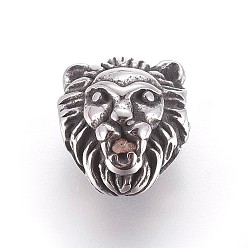 Antique Silver 304 Stainless Steel Beads, Lion Head, Antique Silver, 11.5x10x7mm, Hole: 2.5mm