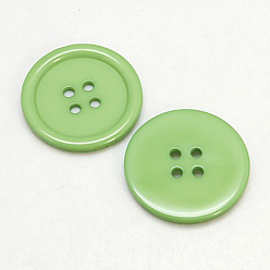 Verde Claro Botones de resina, teñido, plano y redondo, verde claro, 34x4 mm, agujero: 3 mm, 98 unidades / bolsa