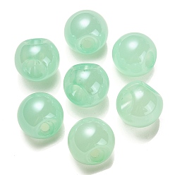 Vert Printemps Moyen Perles acryliques opaques, ronde, top foré, vert printemps moyen, 19x19x19mm, Trou: 3mm