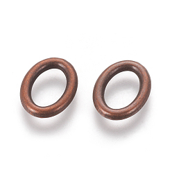 Red Copper Tibetan Style Linking Rings, Oval Ring, Cadmium Free & Lead Free, Red Copper, 16x12.5x2.5mm, Hole: 11mm