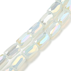Snow Imitation Jade Glass Beads Strands, AB Color Plated, Faceted Column, Snow, 6x4mm, Hole: 0.8mm, about 80pcs/strand, 20.08''~20.47''(51~52cm)