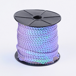 Lavanda Rollos de cadena de lentejuelas / paillette de plástico, color de ab, lavanda, 6 mm