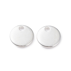 Silver 304 Stainless Steel Charms, Stamping Blank Tag, Flat Round, Silver, 7x1mm, Hole: 1.4mm