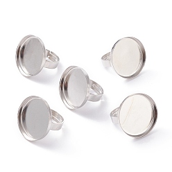 Платина Латунные кольца хвостовиков, латунная фурнитура платформы для кольца, для изготовления ювелирных изделий, регулируемый, платина, 17 mm , лоток: 25 mm