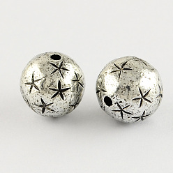 Antique Silver Plated Round Antique Acrylic Beads, Antique Silver Plated, 12mm, Hole: 2mm, about 520pcs/500g
