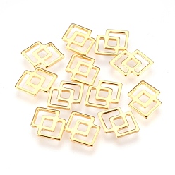 Golden 304 Stainless Steel Filigree Joiners Links, Double Rhombus, Golden, 16x11.5x1mm, Hole: 2.5mm