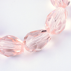 Pink Perles en verre transparentes , larme à facettes, rose, 8x6mm, Trou: 1mm, Environ 65 pcs/chapelet, 17.99 pouce (45.7 cm)