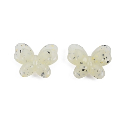 Light Yellow Marbled Stone Style Opaque Acrylic Beads, Butterfly, Light Yellow, 17.5x21x6mm, Hole: 1.8mm