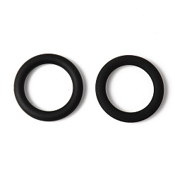Black Rubberized Style Acrylic Linking Rings, Ring, Black, 24x3.5mm, Inner Diameter: 17mm