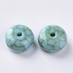 Turquoise Acrylic Beads, Imitation Turquoise Style, Rondelle, Turquoise, 13x7mm, Hole: 2mm, about 610pcs/500g