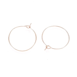 Rose Gold Ion Plating(IP) 316L Surgical Stainless Steel Hoop Earring Findings, Wine Glass Charms Findings, Rose Gold, 35x0.8mm, 20 Gauge