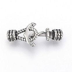 Argent Antique 304 connecteurs de liens en acier inoxydable, pour la fabrication de bracelets en cuir, corde et ancre, argent antique, 37x16.5x8mm, Trou: 5mm