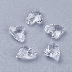 Clear Transparent Acrylic Charms, Faceted, Heart, Clear, 11x9x4mm, Hole: 0.5mm
