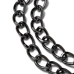 Черный Цвет Металла Алюминиевые скрученные бордюрный цепи, несварные, граненые, металлический черный , 10x6.5x1.8 мм