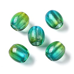 Cyan Perles acryliques peintes, avec de la poudre de paillettes, ovale, cyan, 11x11.5mm, Trou: 5mm
