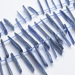 Kyanite Natural Kyanite/Cyanite/Disthene Beads Strands, Top Drilled Beads, Rectangle Slice, 14~59x8~14x2~4.5mm, Hole: 1mm, about 36pcs/strand, 15.5 inch