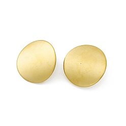 Golden 304 Stainless Steel Stud Earrings Finding, Flat Round, with Vertical Loop, Golden, 20x20mm, Hole: 3mm, Pin: 0.8mm