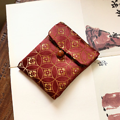 Dark Red Chinese Style Satin Jewelry Packing Pouches, Gift Bags, Rectangle, Dark Red, 11x10cm