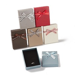 Mixed Color Cardboard Jewelry Set Boxes, Rectangle with Bowknot, Mixed Color, 9.1x7.1x3cm