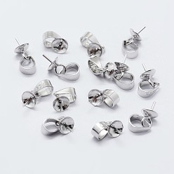Silver 925 Sterling Silver Cup Pearl Bail Pin Pendants, For Half Drilled Beads, with 925 Stamp, Silver, 6.5x5mm, Hole: 3x4mm, Pin: 0.7mm