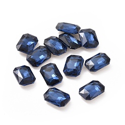 Azul Oscuro Cabujones de diamantes de imitación de cristal, espalda puntiaguda y espalda plateada, Rectángulo, añil oscuro, 14x10x5 mm