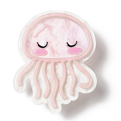 Pink Pinzas para el cabello de cocodrilo acrílico con medusas con tema del océano, accesorios para el cabello para niñas mujeres, rosa, 49.5x39.5x13 mm