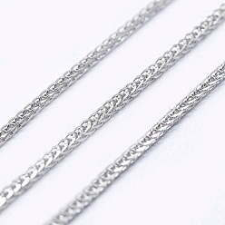Платина Регулируемые ожерелья-цепочки из пшеницы с родиевым покрытием 925 стерлингового серебра, с застежками пружинного кольца, платина, 24 дюйм (61 см), 1 мм