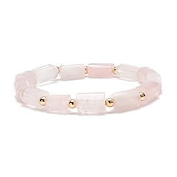 Quartz Rose Bracelet extensible perlé colonne de quartz rose naturel, bijoux en pierres précieuses pour femmes, diamètre intérieur: 2-1/8 pouce (5.4 cm)